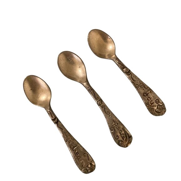 Metal Morphosis Pewter Baby Or Tea Spoons Set Of 3 Joy Dream Peace - Picture 1 of 5